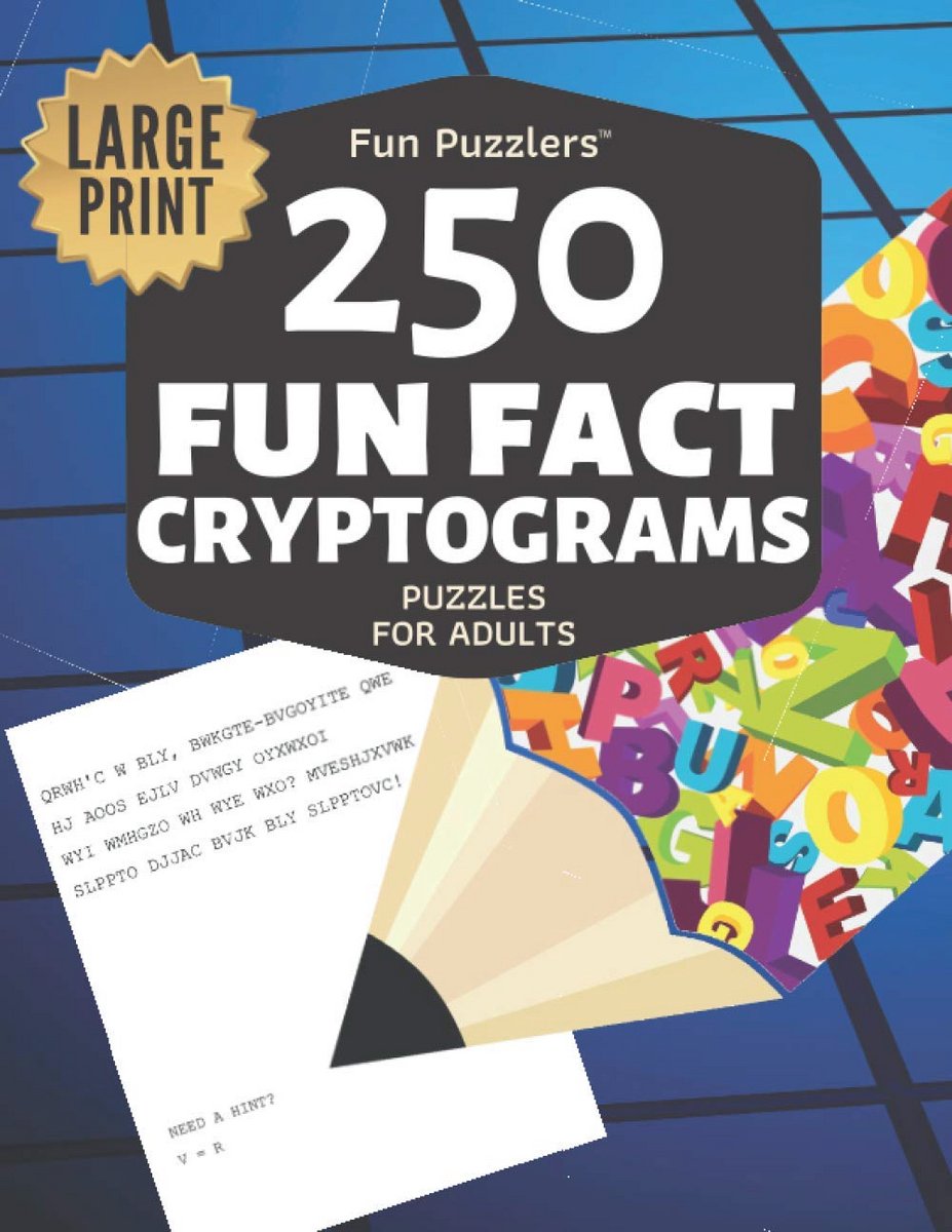 250 Cryptogram Puzzels voor Volwassenen - Leuke Feiten in Groot Lettertype