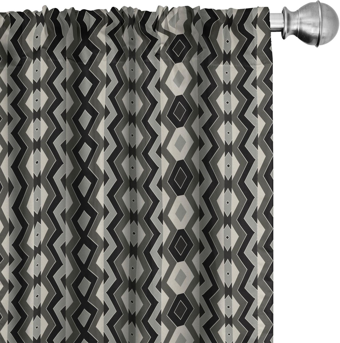 ABAKUHAUS Geometrische Voorhangen – 2x75x245 cm – Grafietkleur Charcoal Grau Schwarz
