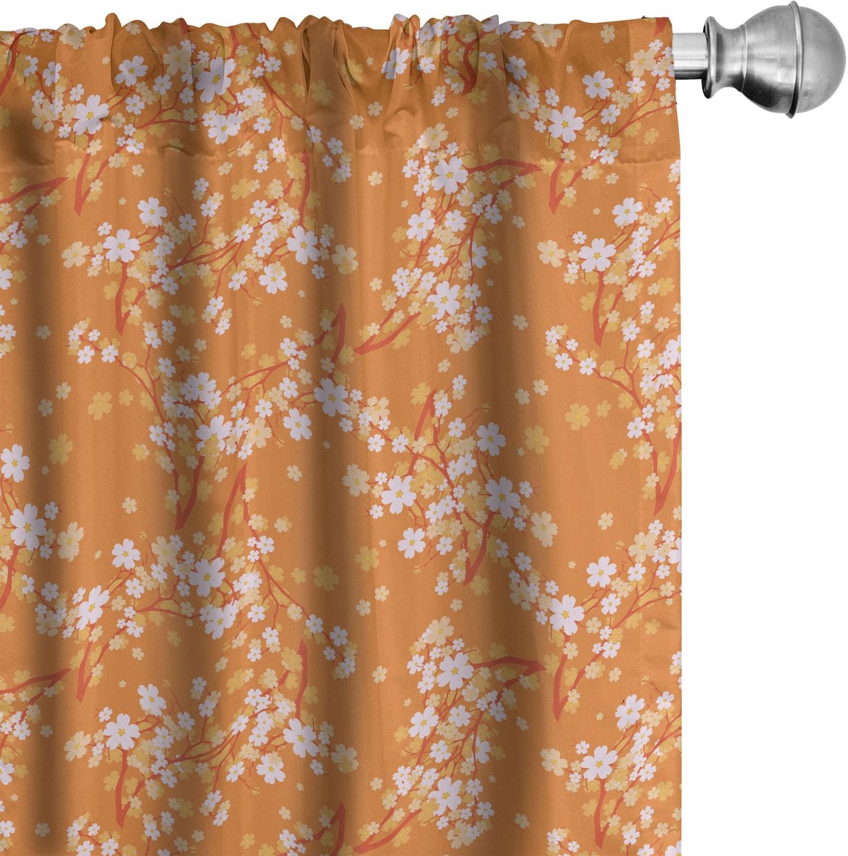 ABAKUHAUS Bloemen-Gordijnen – 2x75x245 cm – microvezel – Halfschaduw – Oranje/Lila