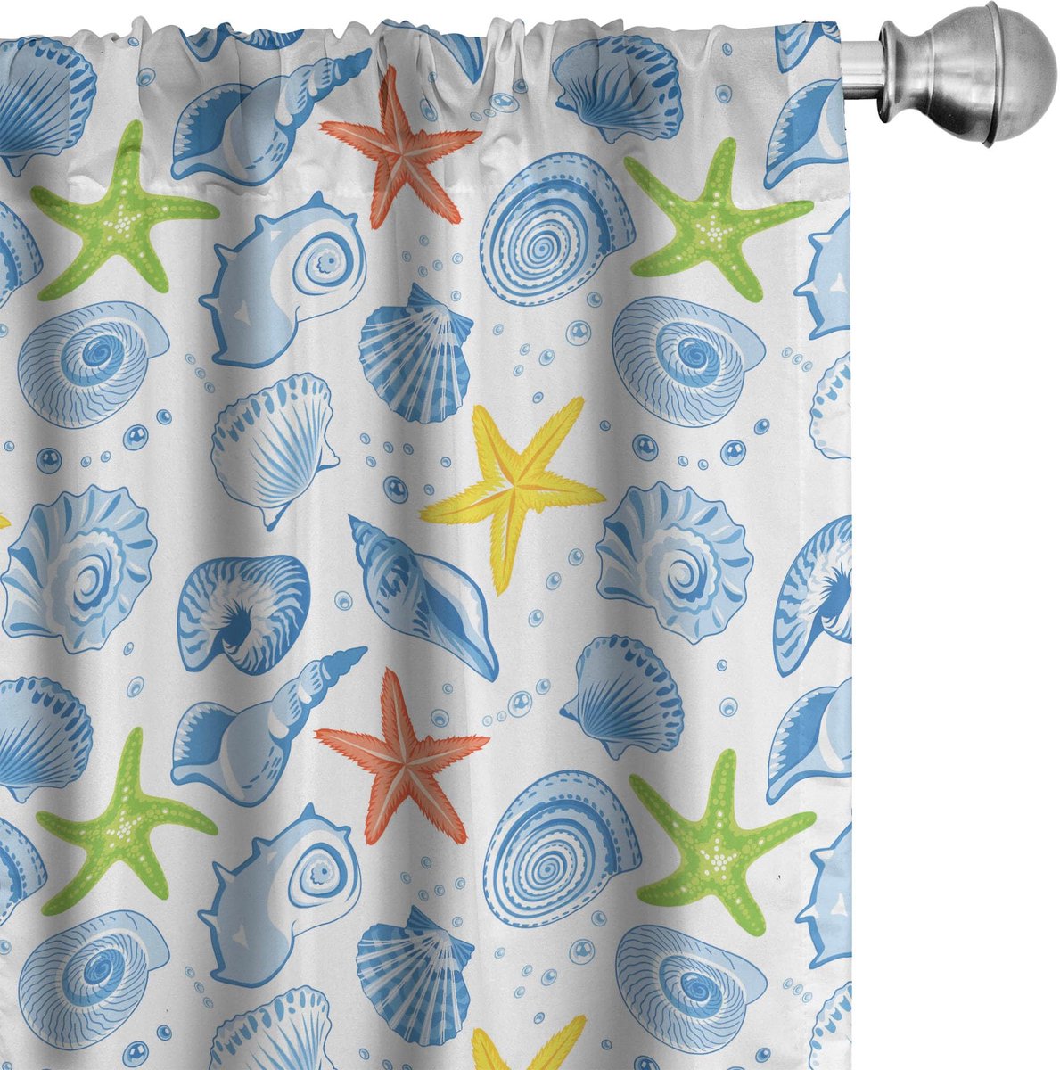 ABAKUHAUS Nautische gordijnen – 2x75x225 cm – Microvezel – Blauw en Geel