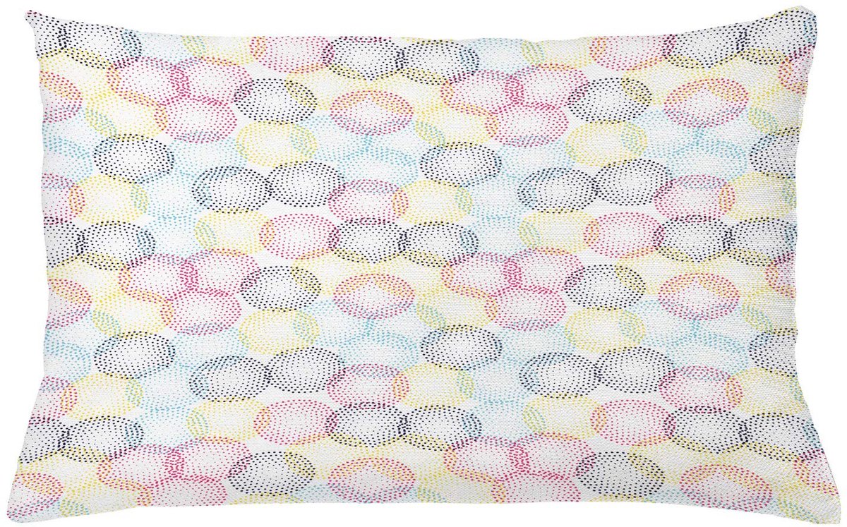 ABAKUHAUS Geometrische Kussenhoes – Dubbelzijdig – 65x40 cm Wit en veelkleurig