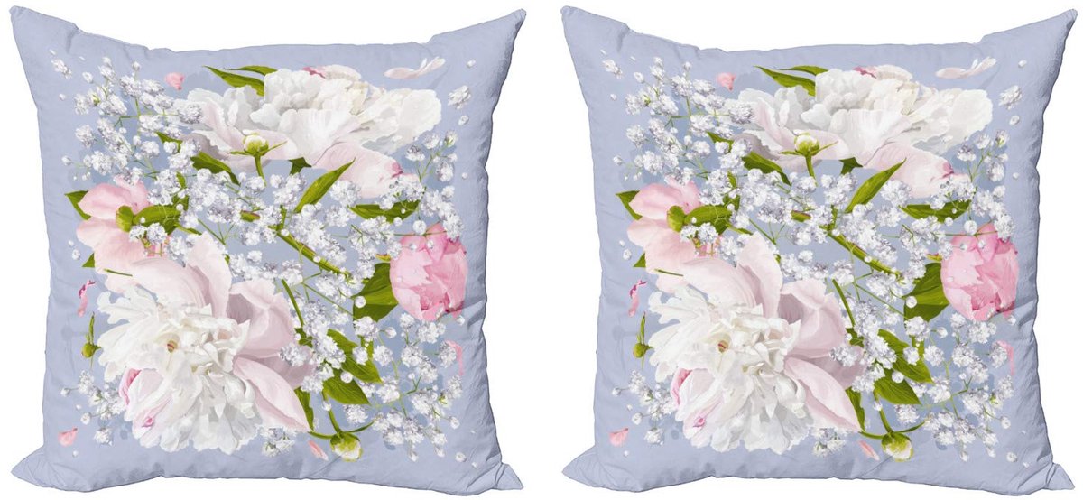 ABAKUHAUS Bloemen Kussenhoes-Set 40x40 – Dubbelzijdig bedrukt, Rits, Multicolor Meerkleurig