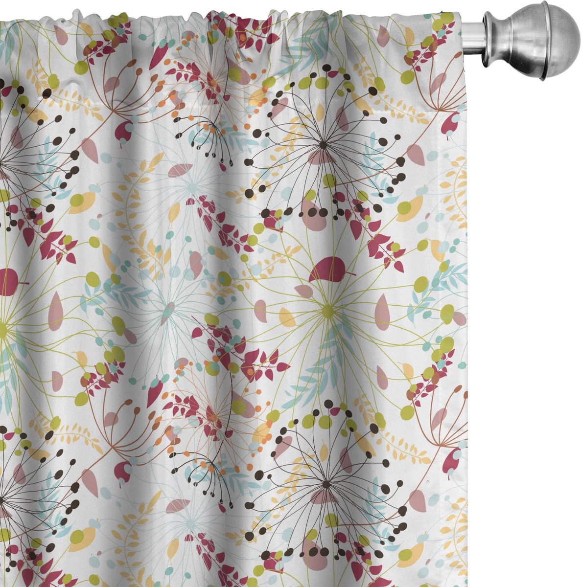 ABAKUHAUS Bloemen gordijnen – 2x75x175 cm – Mikrofaser Mehrfarbig