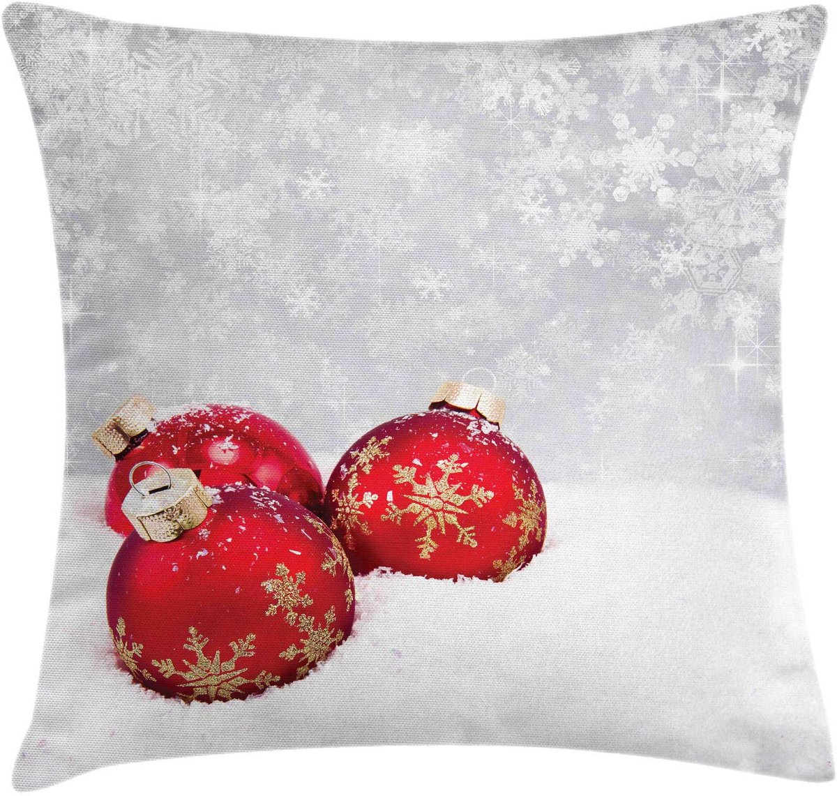 ABAKUHAUS Kussenhoes Kerst – 50x50 cm – Tweezijdig bedrukt – Wit/Rood
