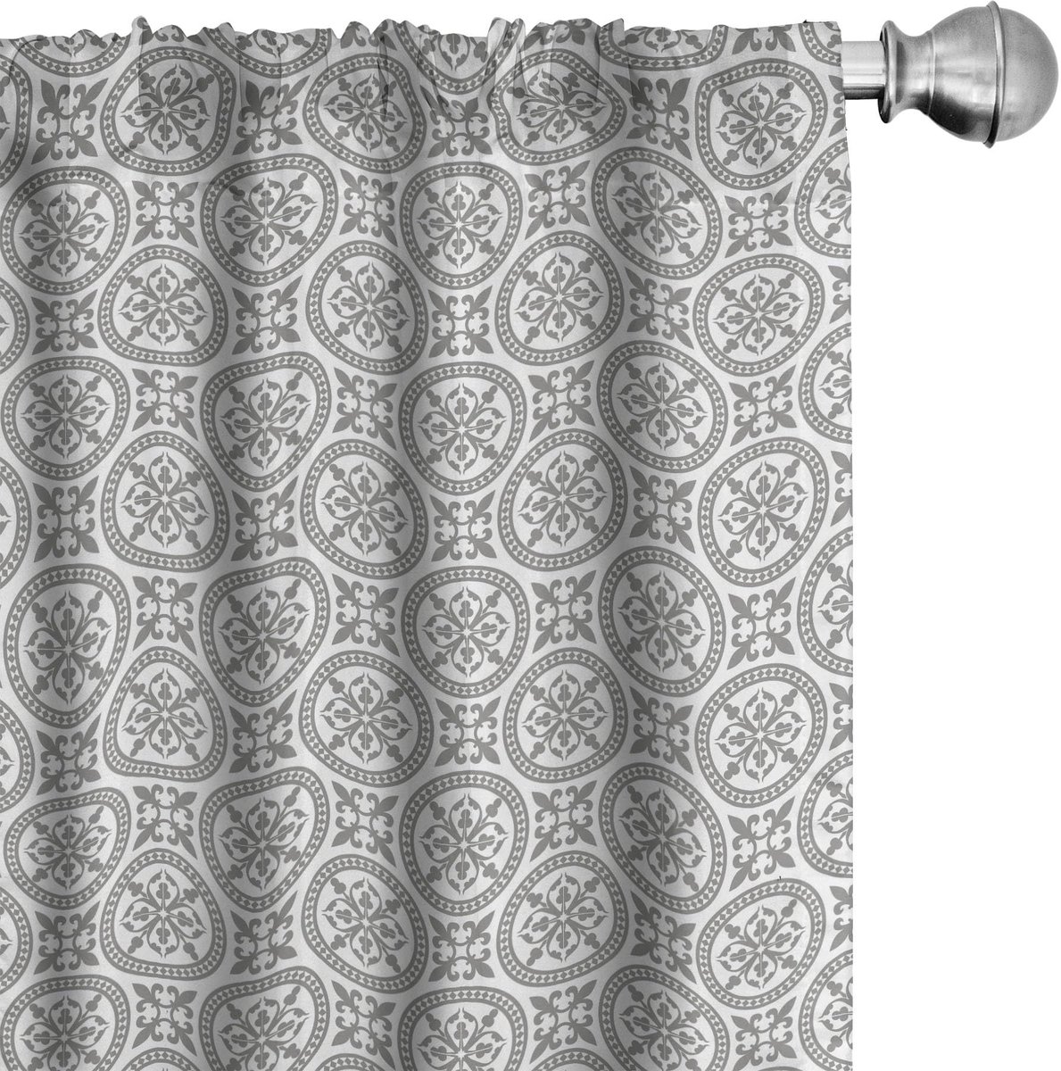 ABAKUHAUS Grijze Gordijnen – Geometrisch – 2x75x245 cm – Mikrofaser Grijs