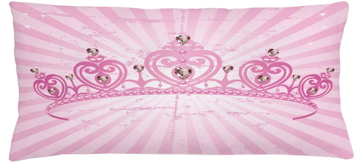 ABAKUHAUS Meisje Kussenhoes, Roze Princess, Decoratieve Kussenhoes met Dubbelzijdige Print, Ritssluiting, Wasbaar, 90 x 40 cm, Roze Blassrosa