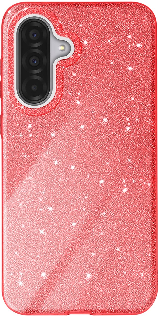 Avizar Glitter Hoesje Geschikt voor Samsung Galaxy A36 Schokbestendig Glitter, Rood