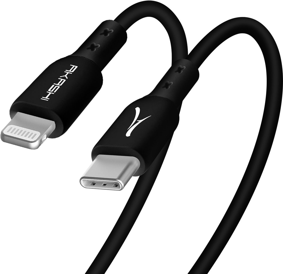 USB-C naar Lightning Power Delivery 3A Charge Sync Cable Akashi zwart