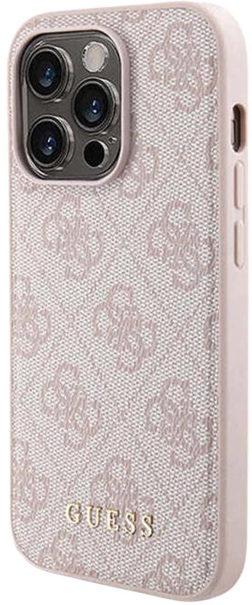 GUESS, Hoesje geschikt voor iPhone 14 Pro - MagSafe Saffiano & 5000mAh Powerbank, Roze