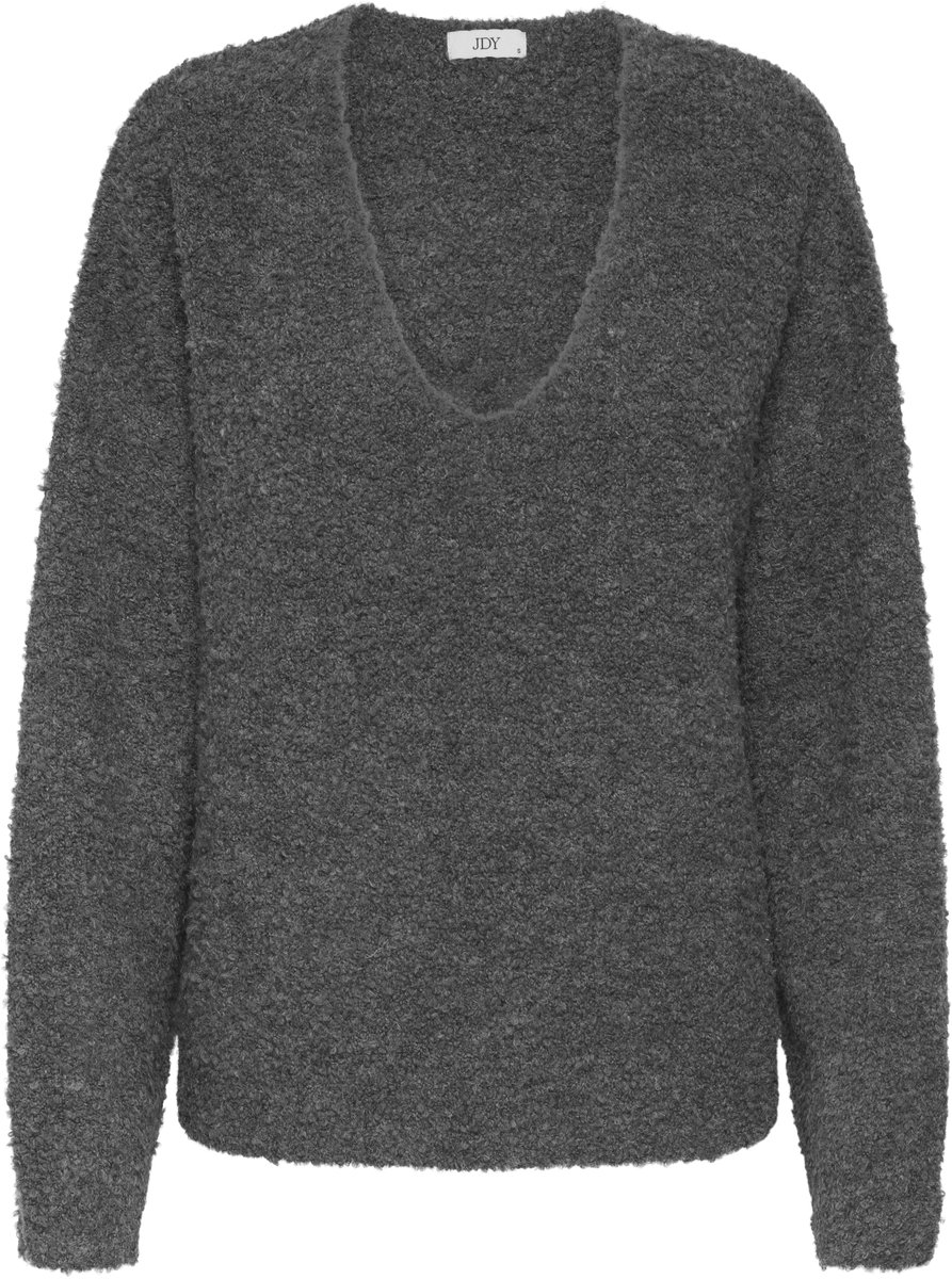 Jacqueline de Yong Trui Jdybitten Life L/s Vn Revers. Pull 15355624 Dark Grey Melange Dames Maat - S