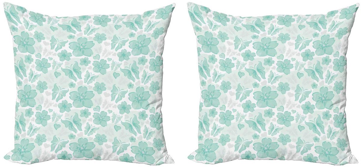 ABAKUHAUS Kussenhoes 40x40 cm – Turkoois zeeschaal – Dubbelzijdig bedrukt – Rits Turquoise Seafoam Perle