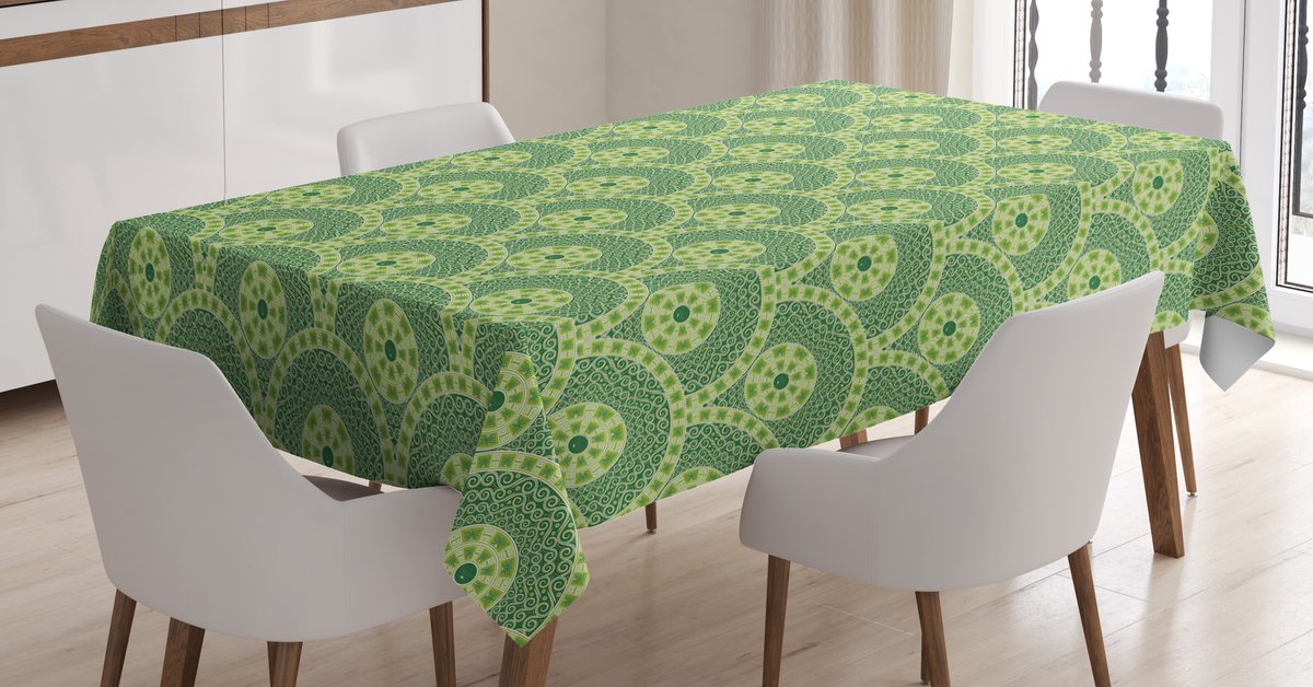 ABAKUHAUS Tafelkleed – etnisch patroon, 140x200 cm, groen lindengroen, wasbaar