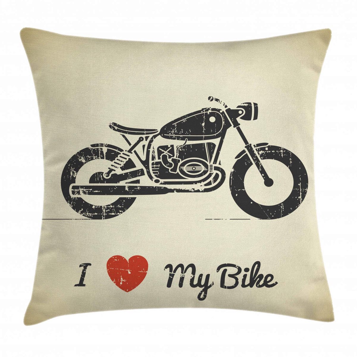 ABAKUHAUS Vintage-kussenhoes – Grunge motorfiets – 50x50 cm – dubbelzijdig bedrukt Antracietgrijs