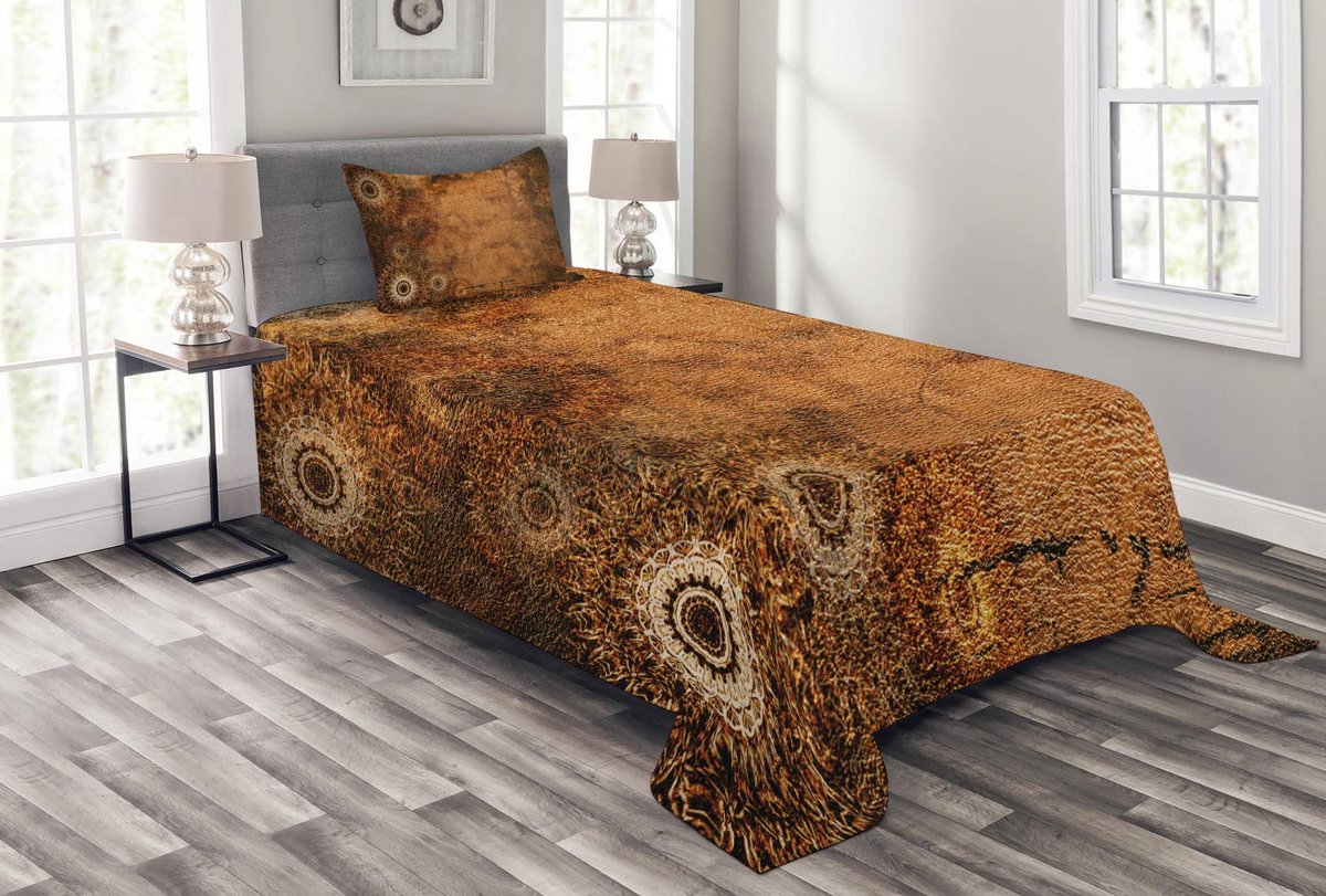 ABAKUHAUS Bedsprei Set Vintage Paisley – 170x220 cm – Voorzijde bedrukt