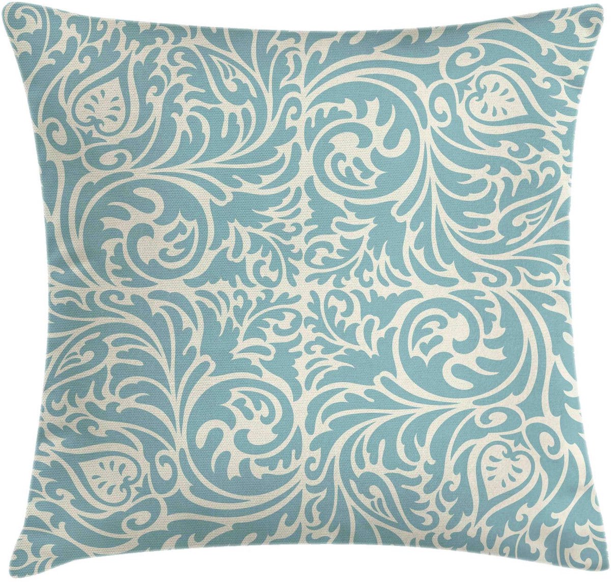 ABAKUHAUS Kussenhoes 40x40 cm – Blauw-Beige Vintage Bloemen, wasbaar, dubbelzijdig bedrukt