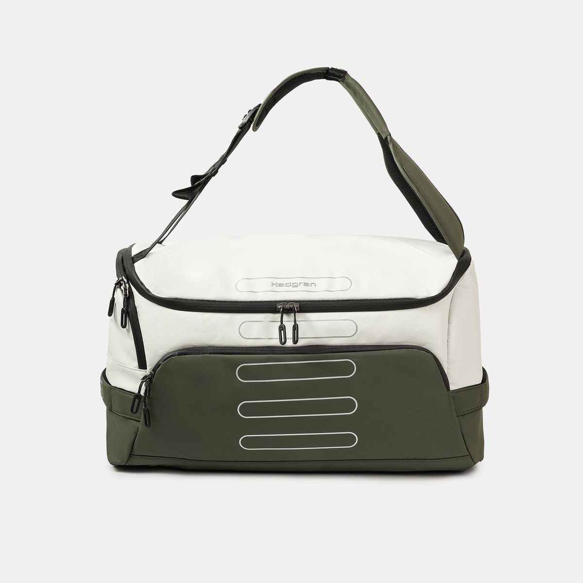 Hedgren SOJOURN P Reistas/Rugzak cabineformaat met RFID-bescherming – Waterafstotend – Gerecycled materiaal – Reflecterende details – Vaporous Grey-Olive