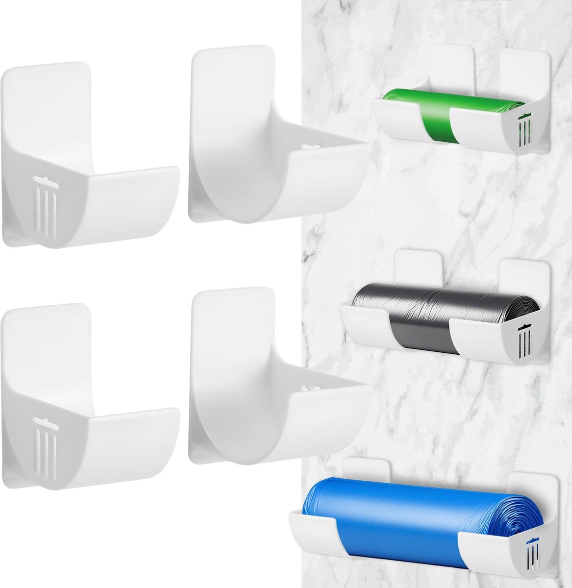 Unyqoos® Set van vier multifunctionele wandhouders voor keuken en badkamer opslag