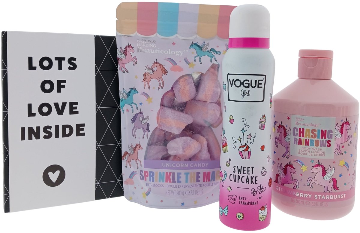 Unicorn Cadeauset Love met Bad -Deo & Chocolade Wens – Luxe Badset | Verwen Cadeauset | Wellness Geschenk voor Iedereen