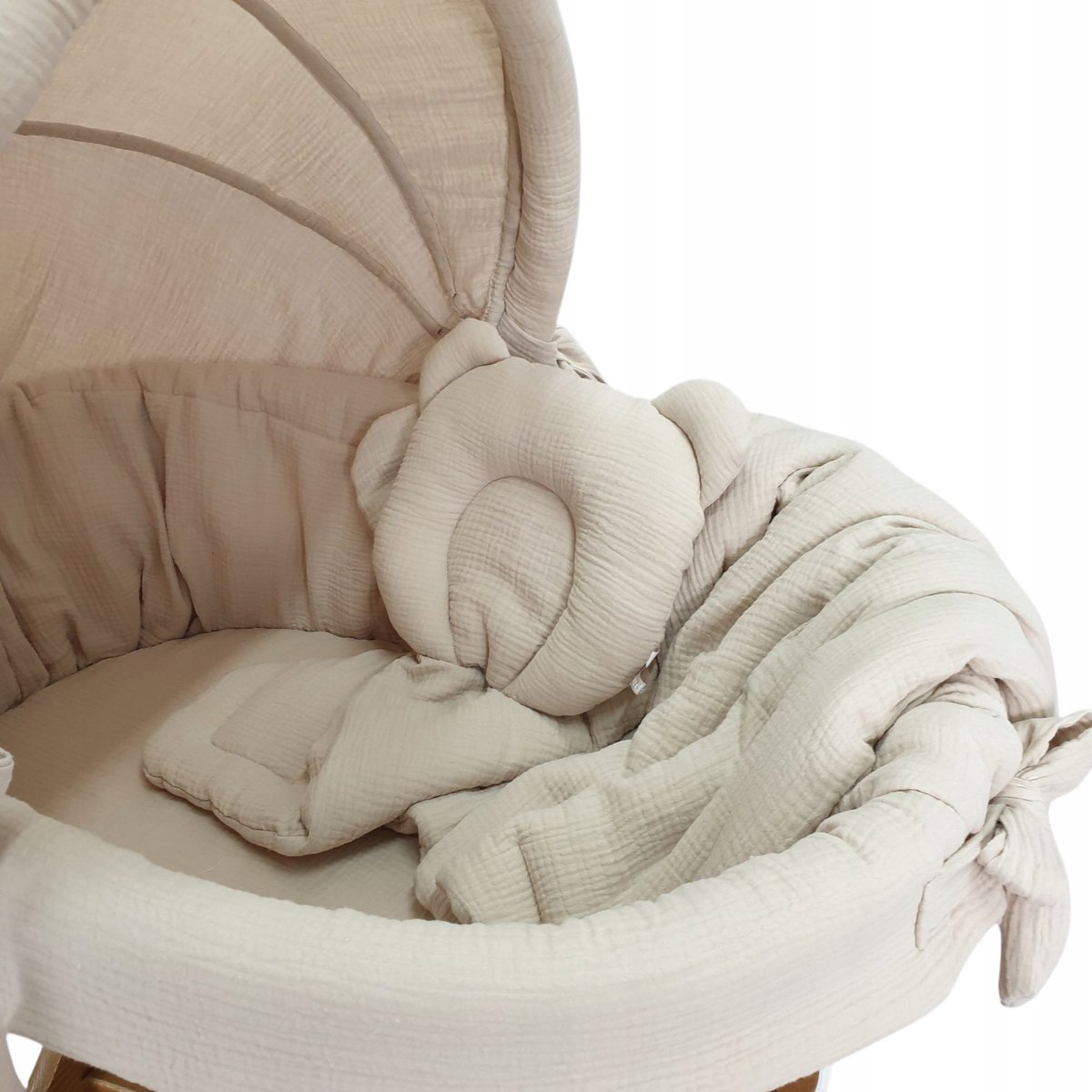 Image of 5-delige Mousseline Babybeddengoedset Beige - Inclusief Hemeltje