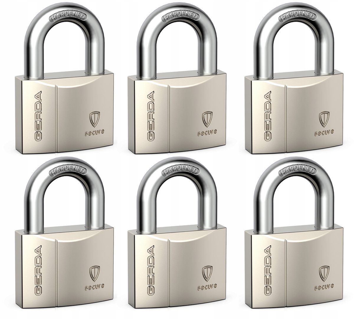 6x Gerda Hangsloten One Key System Verstevigd 50mm