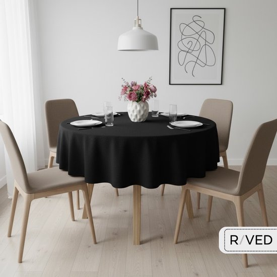 Nappe Raved Zwart /Nappe Elof 180ø ronde - 100% coton - Lavable