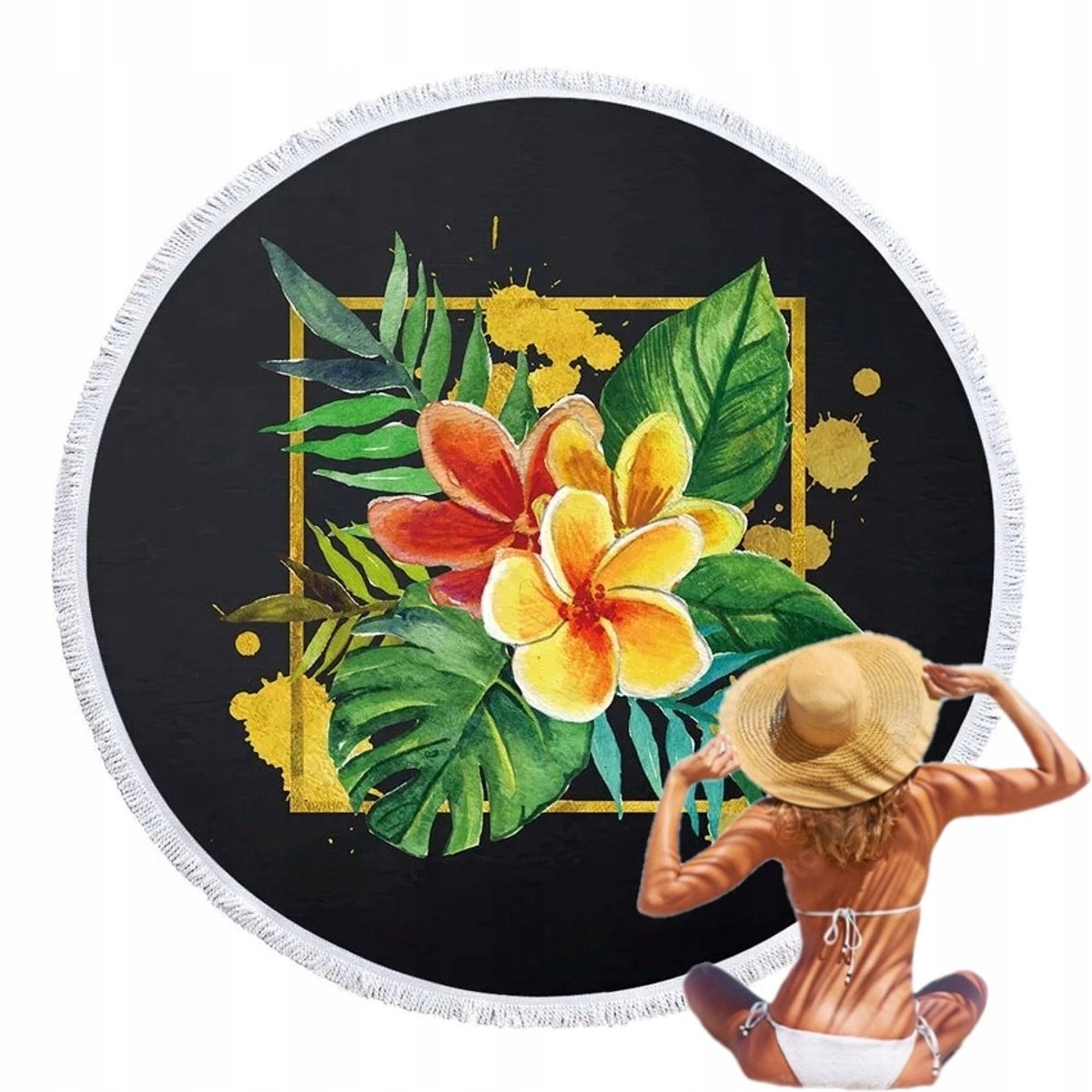 Ronde Strandlaken Microvezel 150cm Zwart XXL Sneldrogend
