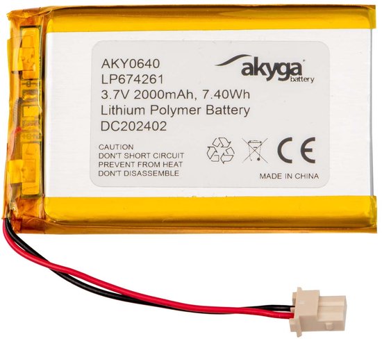 Batterie Akyga LP674261 Taille de la batterie : LiPo spéciale 3,7 V 2 000 mAh