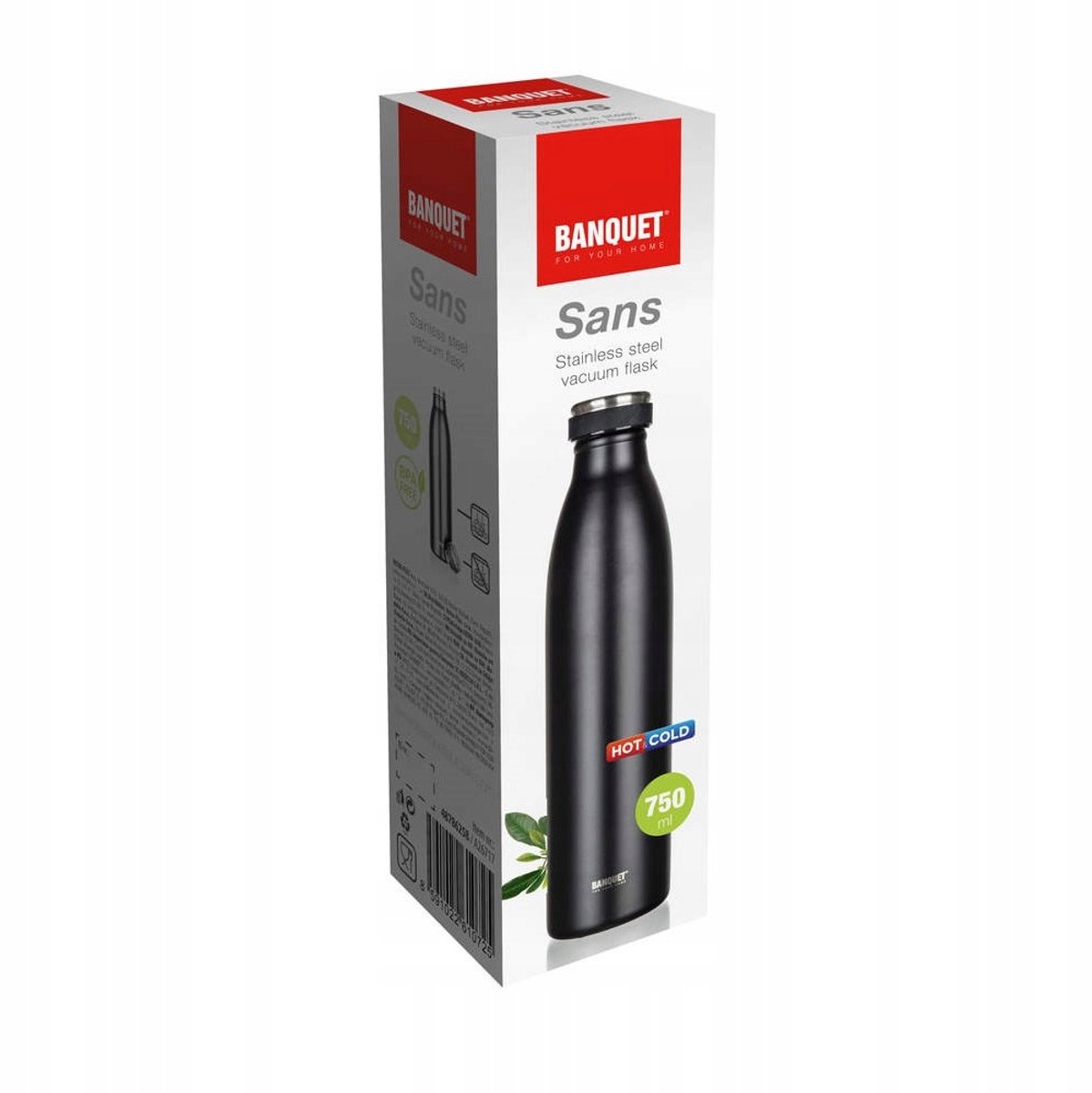 BANQUET Thermosfles SANS 750ml - Zwart, RVS