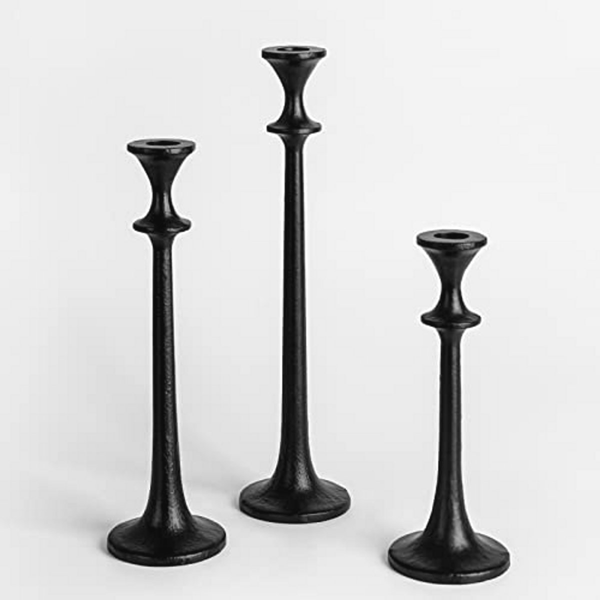 Set van 3 Zwarte Taper Kaarsenhouders - Decoratieve Kandelaar voor Bruiloft en Feest