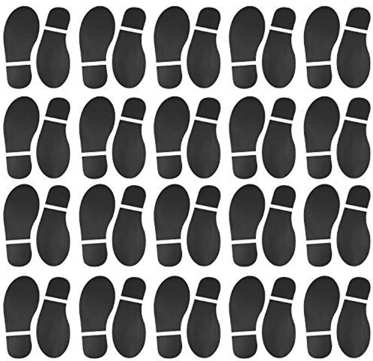 20 paar zwarte voetafdrukstickers voor school en kantoor