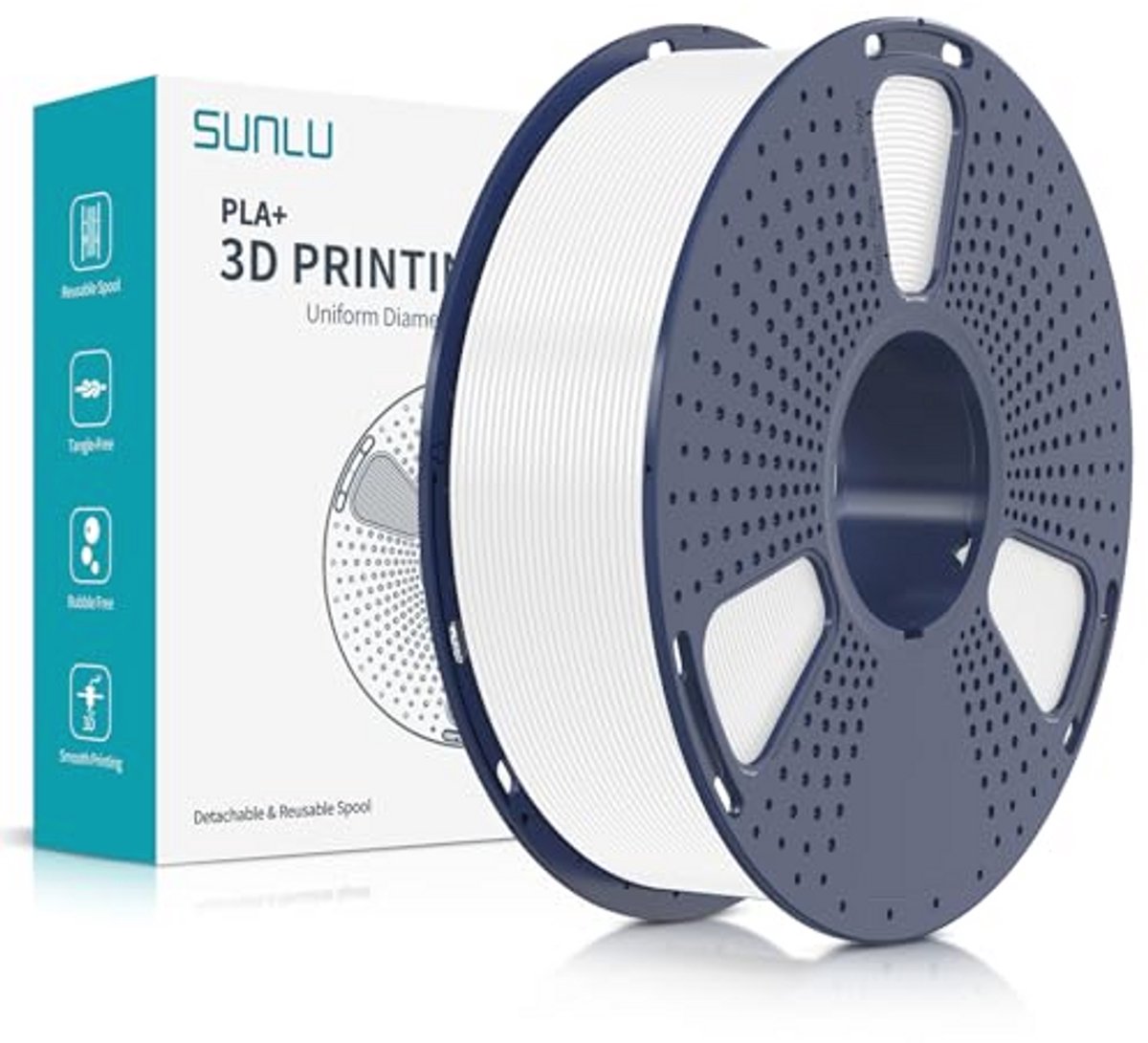 3D Printer Filament 1.75mm - PLA Plus, Wit, 1kg