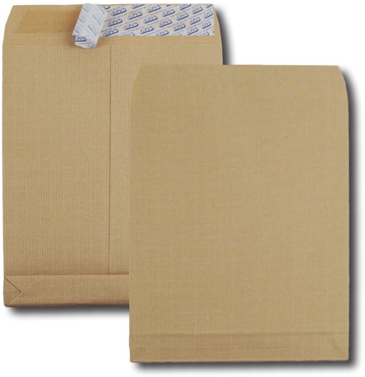 GPV akte-envelop met zijvouw en blokbodem C4, 22,9 x 32,4 cm, zonder venster, zelfklevend, bruin, 25