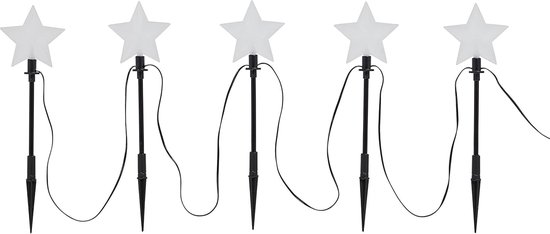 Lights4fun Set van 4 led-staaflampen, warm wit, tuinverlichting, werkt op stroom, tuin, decoratie, balkon, kerstdecoratie, buiten