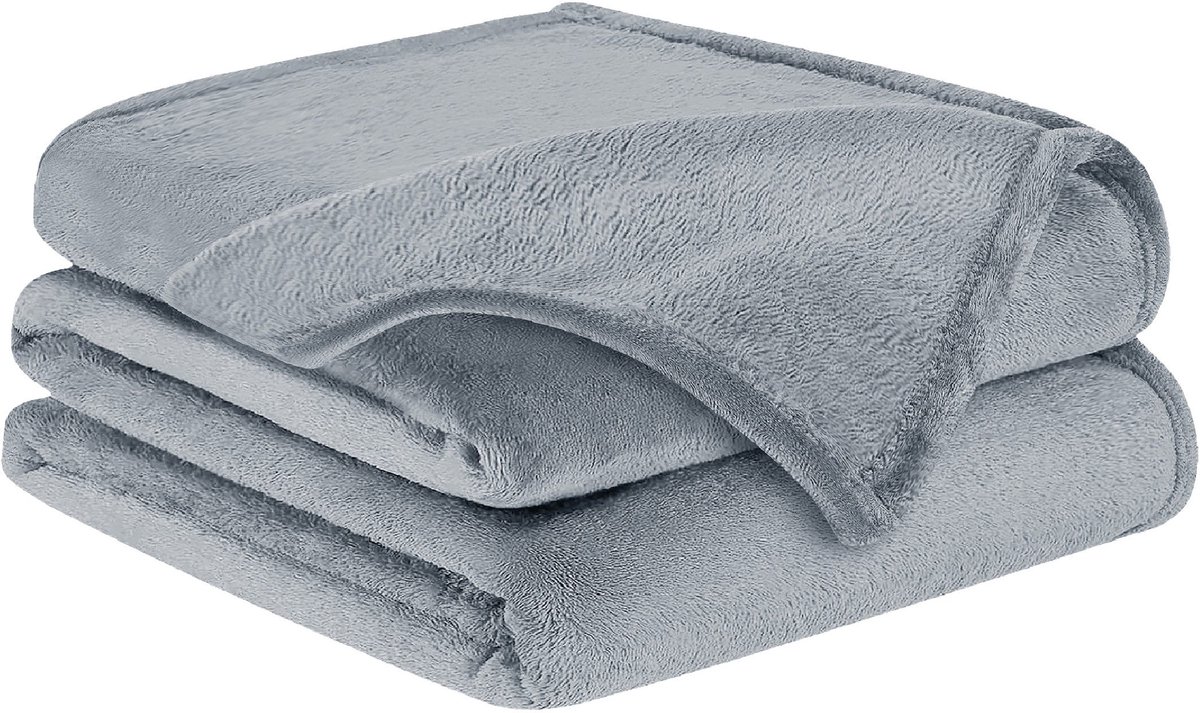 BARBONS fleece deken - plaid dekens - 150x200 - zachte warme fluffy - grijs