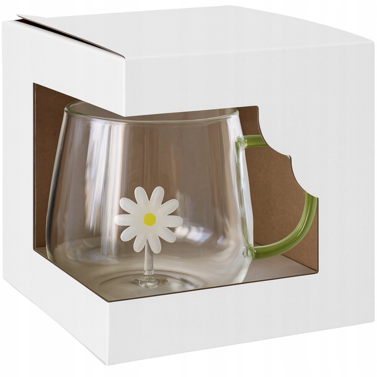 Glazen Mok met Bloem Figuur 400ml - Inclusief geschenkdozen