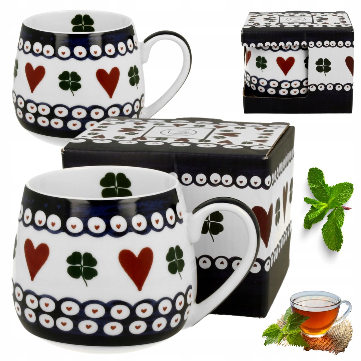 Porseleinen Mok 430ml met decoratieve geschenkverpakking