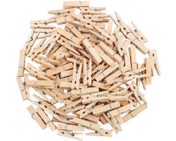 100 Mini wasknijper - wasknijper - fotodisplayclip - multifunctionele wasknijper - opbergclip - 3,5 cm - hout - geel