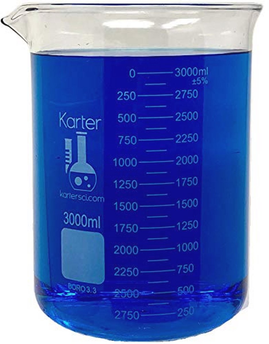3000ml Borosilicate Glass Graduated Cup Low Form