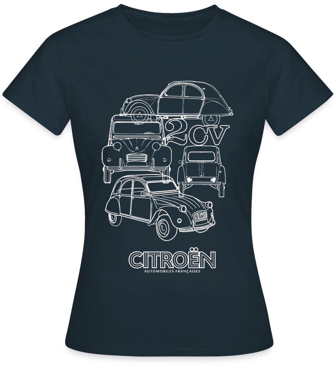Citroën 2CV Modellen Schetsen T-Shirt Dames