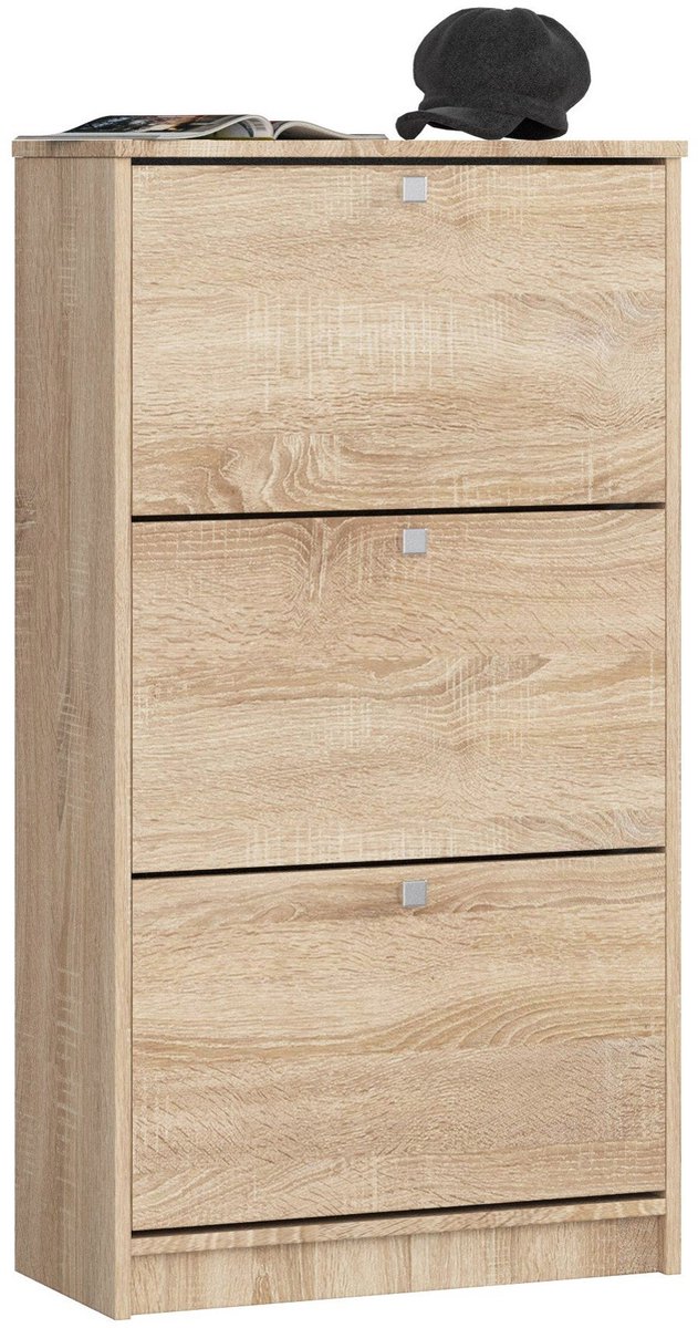 Schoenenkast 3 Klapdeuren 60 cm Eiken Sonoma Mat - Klassiek Vrijstaand Meubel 18 Paar