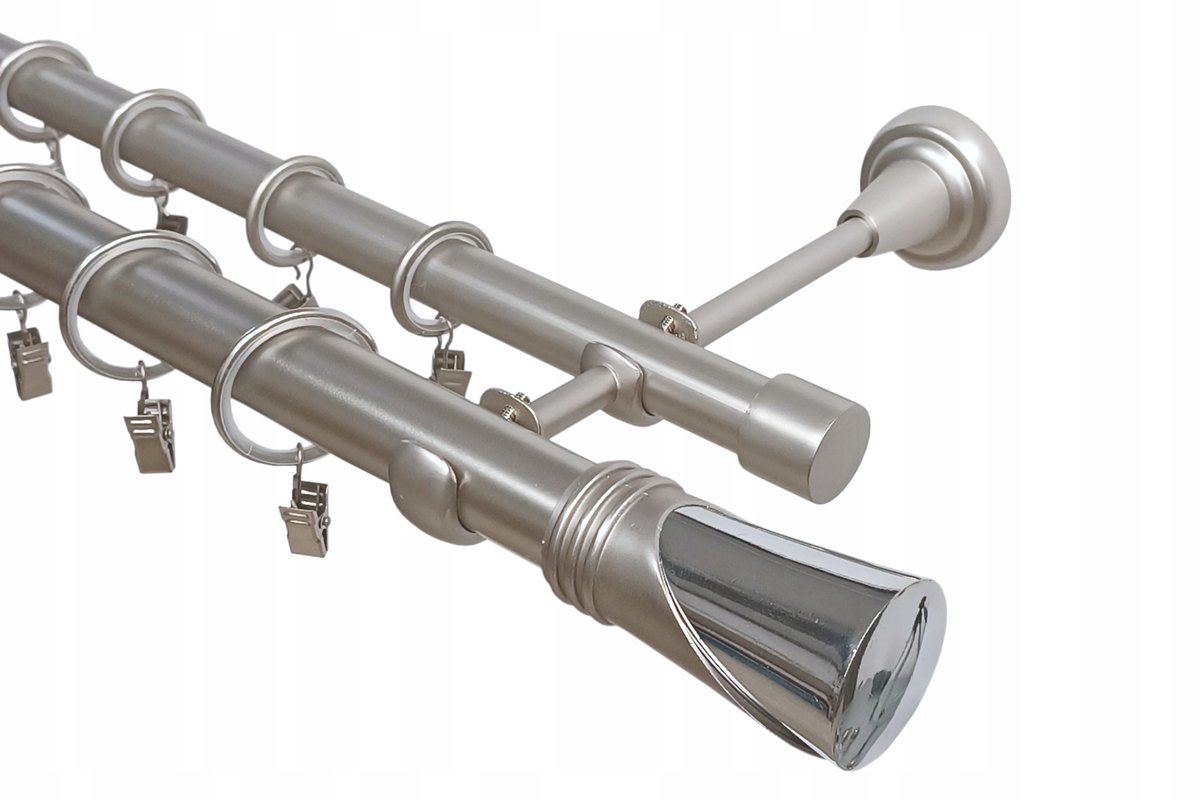 Dubbele metalen gordijnroede 120cm - Satiné - 25+19mm - Keuze uit 10 decoratieve eindstukken