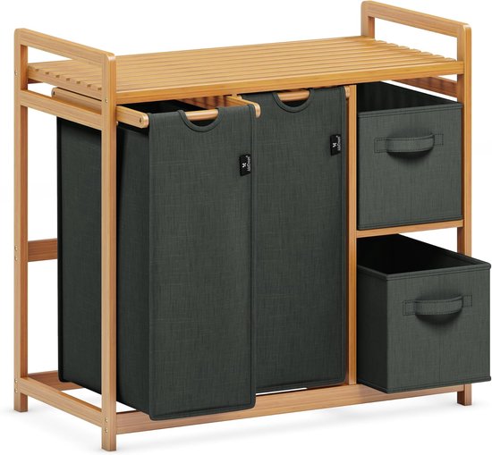 Wasmand – 4 manden – totaal 200 liter – met plank – 125 cm breed – crèmewit – RLH120W01 – | Gecontroleerde retourproducten en nieuwe overstockproducten tegen een onverslaanbare lage prijs