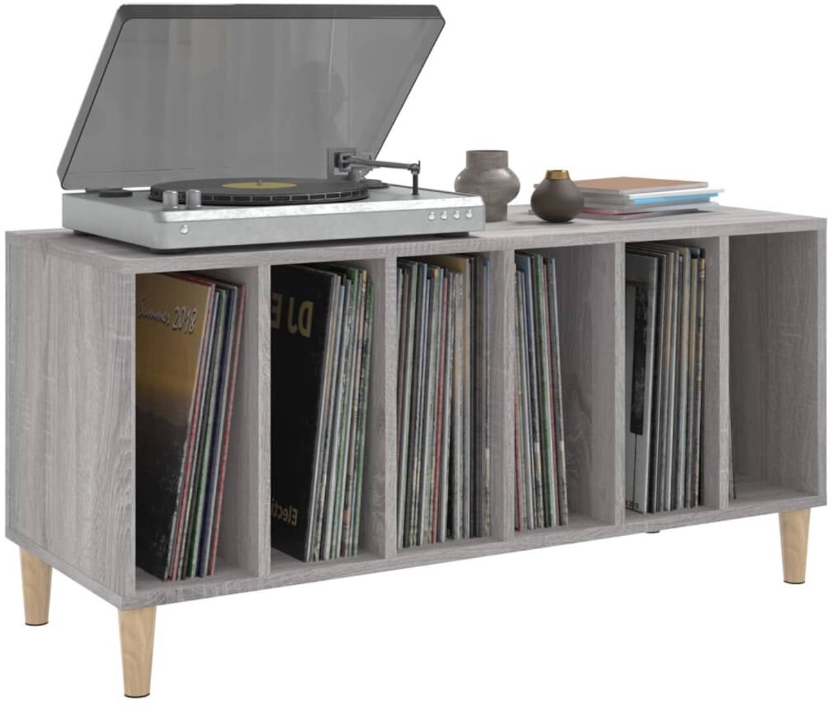 Platenspeler Meubel - LP-kast - Platenspelerkast - Draaitafelstandaard - Platenspelerstandaard - Vintage Displayplank - Grijs Sonoma Eiken