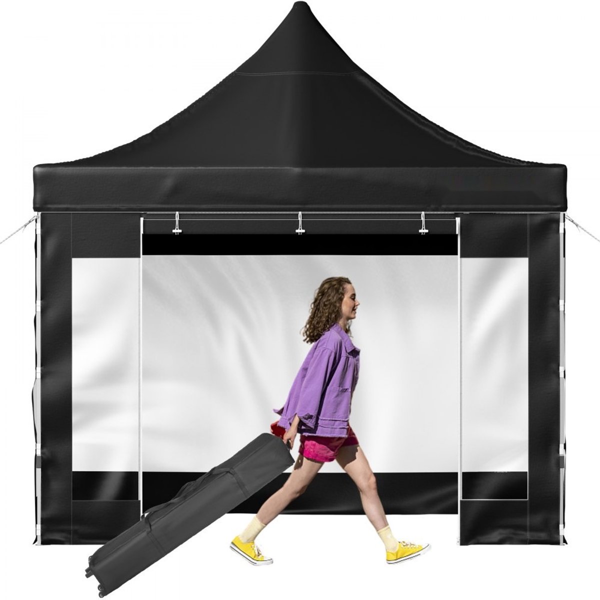 Opvouwbaar Tuinpaviljoen - Pop-up Partytent 3x3 m - Materiaal PVC-gecoat Polyester 240 g - Hoogte Verstelbaar 195–213 cm - Voor Bruiloften en Evenementen