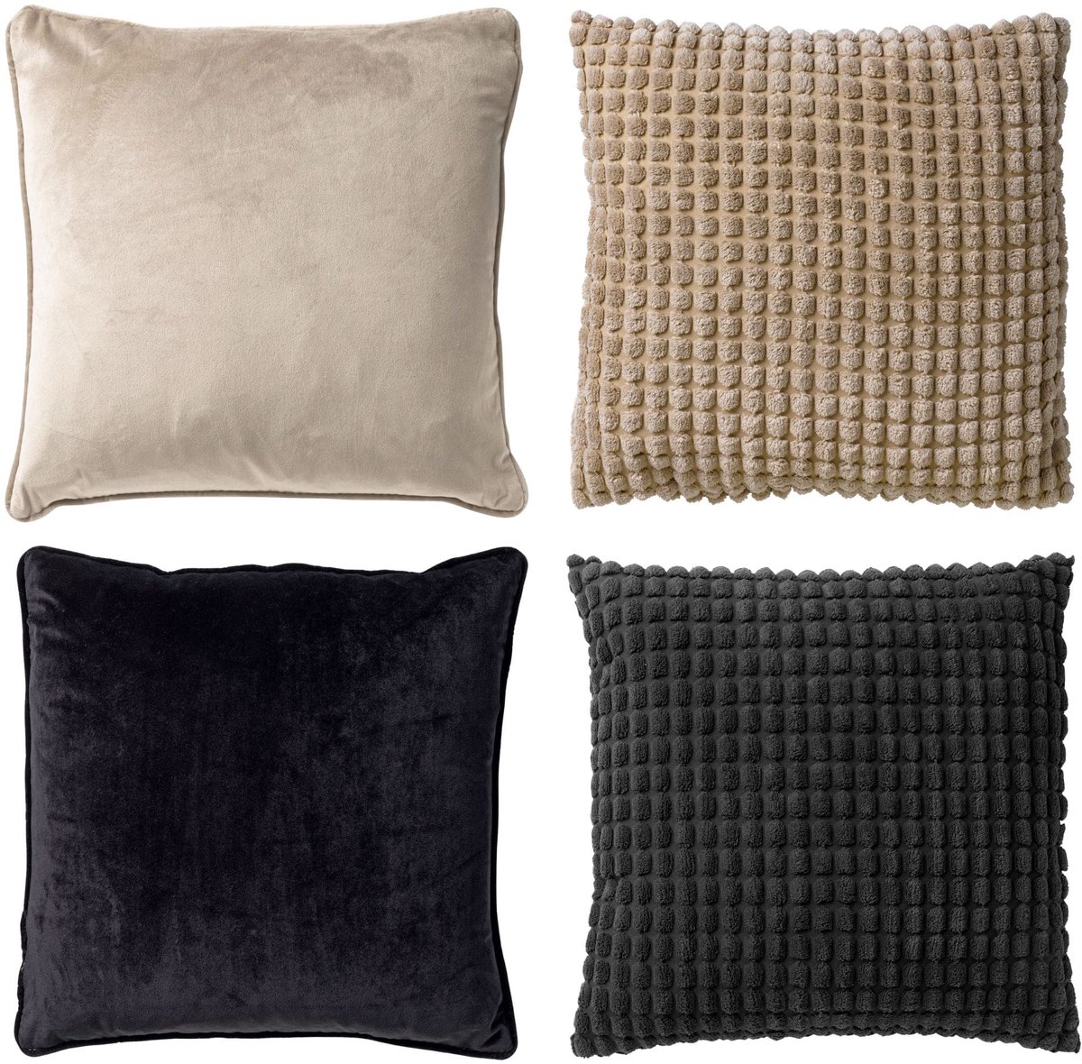 Dutch Decor - KUSSENSET - 4-delig - Dual Harmony - 45x45 cm - sierkussens inclusief binnenkussens - beige, zwart - Met Ritssluiting – Decoratie Kussens - Comfortabele kussentjes voor op de Bank
