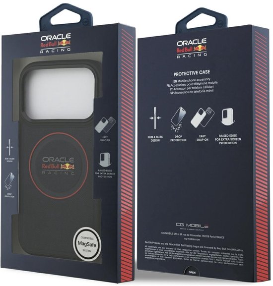 Coque arrière Red Bull Racing pour iPhone 17 Pro - MagSafe - Cuir PU maillé - Bleu marine