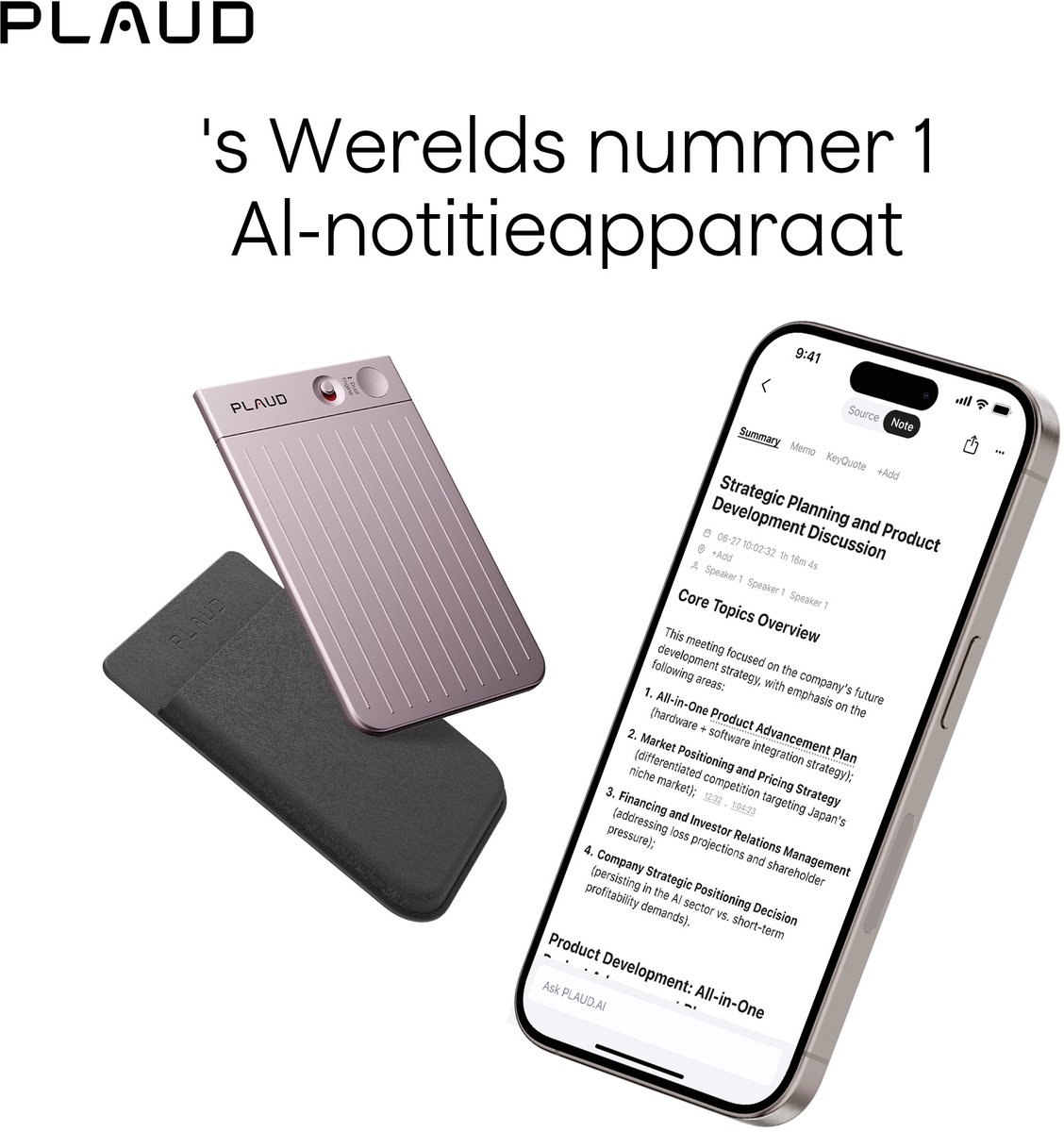 PLAUD LLM Voice Recorder Starlight 64GB met MagSafe Hoes - afbeelding 2