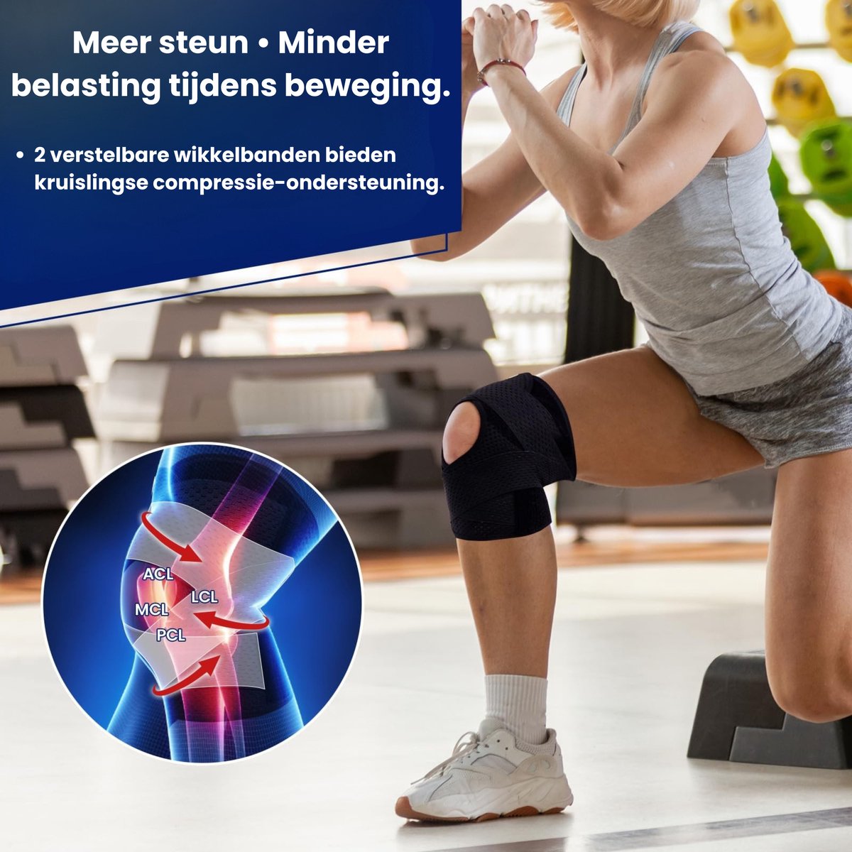 Kniebrace Verstelbaar - Kniebandage met Patella, Artrose en Meniscus Ondersteuning voor Heren en Vrouwen - Extra Steun en Stabiliteit bij Beweging - Ademend Neopreen - Comfortabele Compressie - Geschikt voor Sport en Dagelijks Gebruik — afbeelding 5