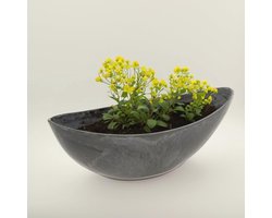 Plantenbak kunststof donkergrijs 66 x 21 cm - bloemenschaal en jardiniere