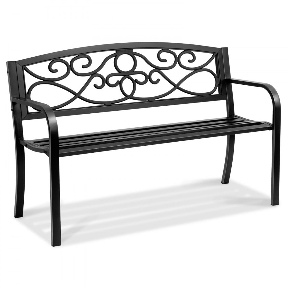 Tuinbank - Metalen Parkbank - Driezits - Breedte 127 cm - Rugleuning en Armleuningen - Draagvermogen 250 kg - Vintage